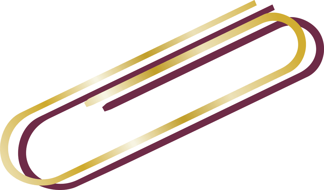 Minimalist Gold and Burgundy Paperclip Design on Transparent Background
