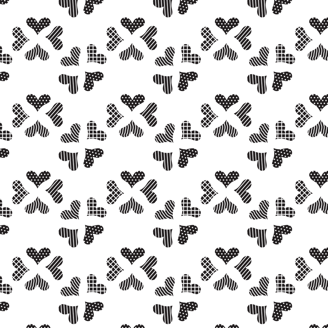 Black Heart Pattern on Transparent Background Illustration