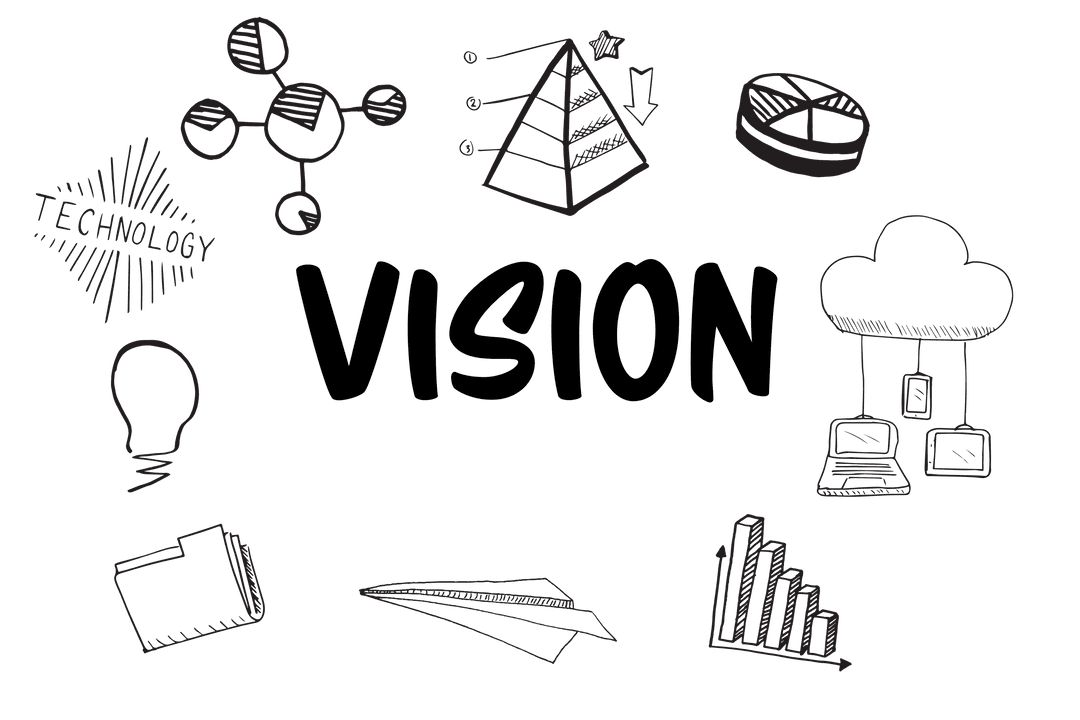 Transparent Vision Graphic with Technology Icons and Creativity Concepts