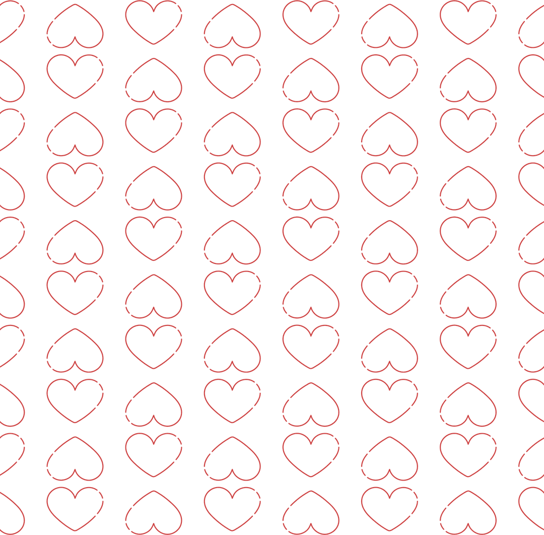 Red heart pattern on transparent background