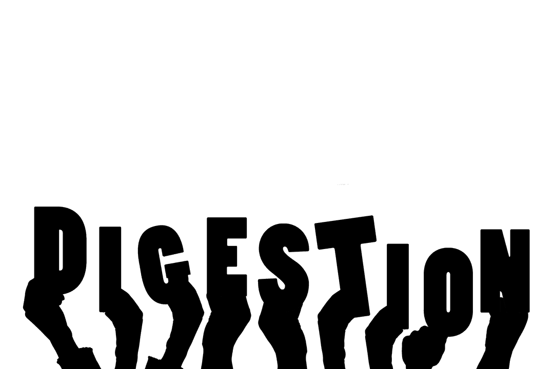 Transparent Illustration of Hands Showing Digestion Message