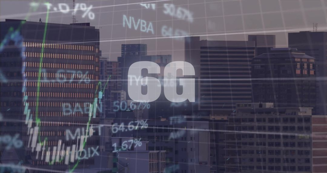 6G Technology with Cityscape and Financial Data Overlay