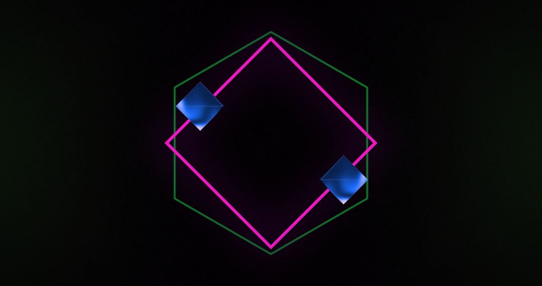 Abstract Neon Shapes with Cubes on Dark Background