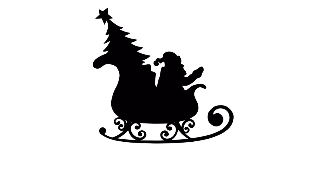 Santa in Sleigh with Christmas Tree Silhouette on White Background - Free Images, Stock Photos and Pictures on Pikwizard.com