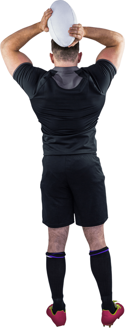 Transparent Rugby Player Preparing to Throw Ball