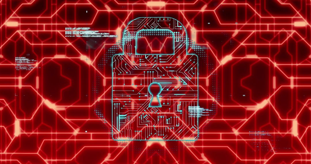 Futuristic Cyber Lock System with Digital Network Background