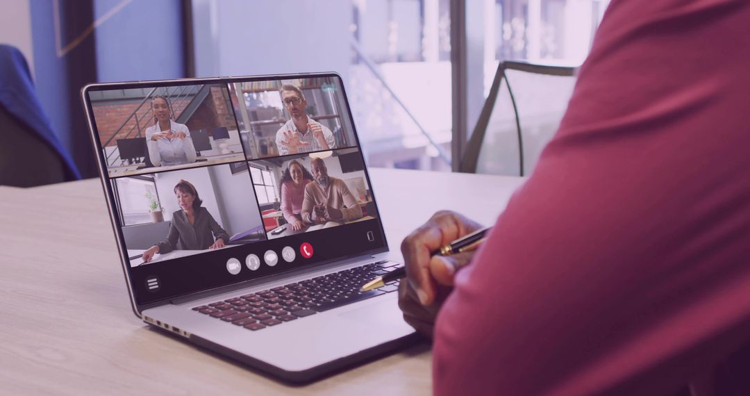 Professional Video Conference Call in Modern Workspace