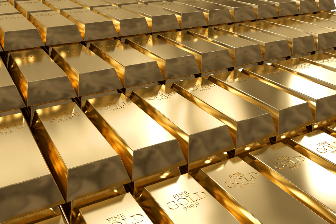 Glittering Display of Polished Gold Bars with a Transparent Gloss