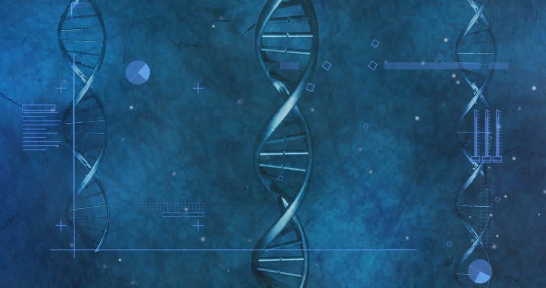 Abstract DNA Visualization with Data Elements in Blue Hue