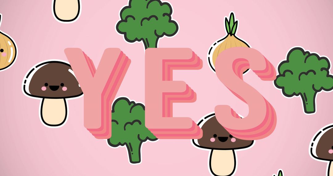 Digital Vegetables Illustration with Playful YES Text