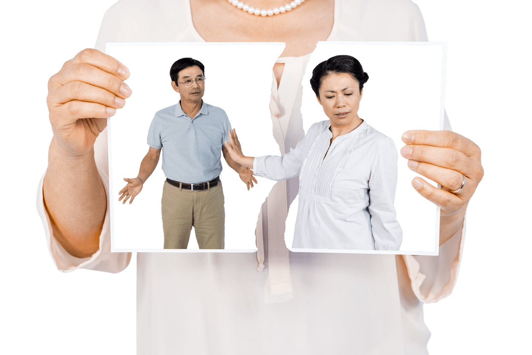Transparent Broken Photo of Couple Representing Relationship Issues