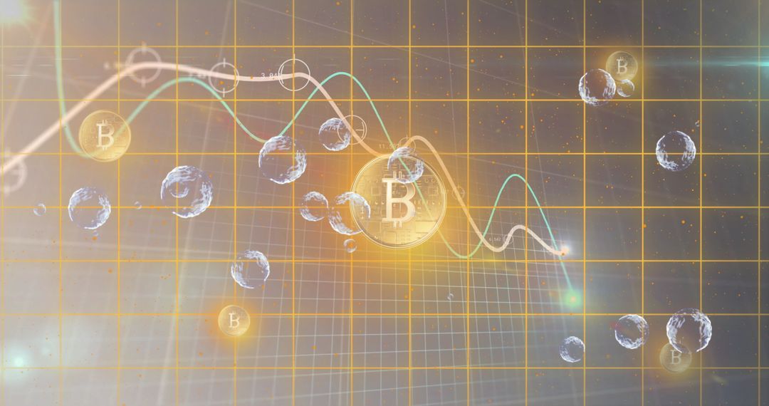 Bitcoin Market Trends Analysis on Digital Grid Display