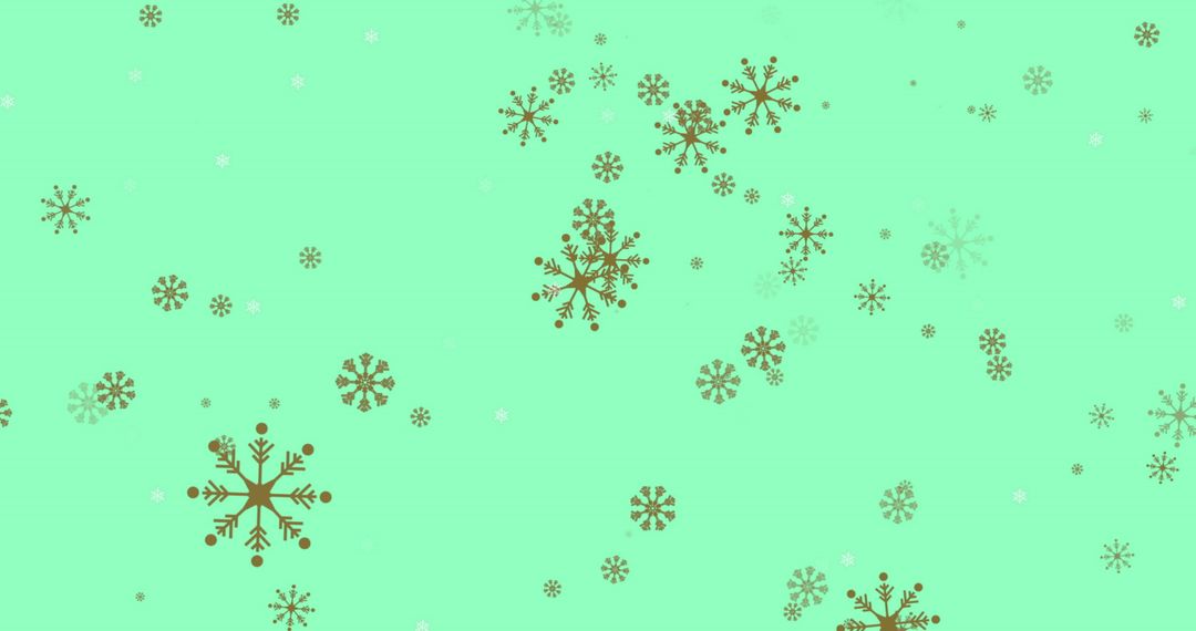 Delicate Snowflakes Fall on Festive Green Background