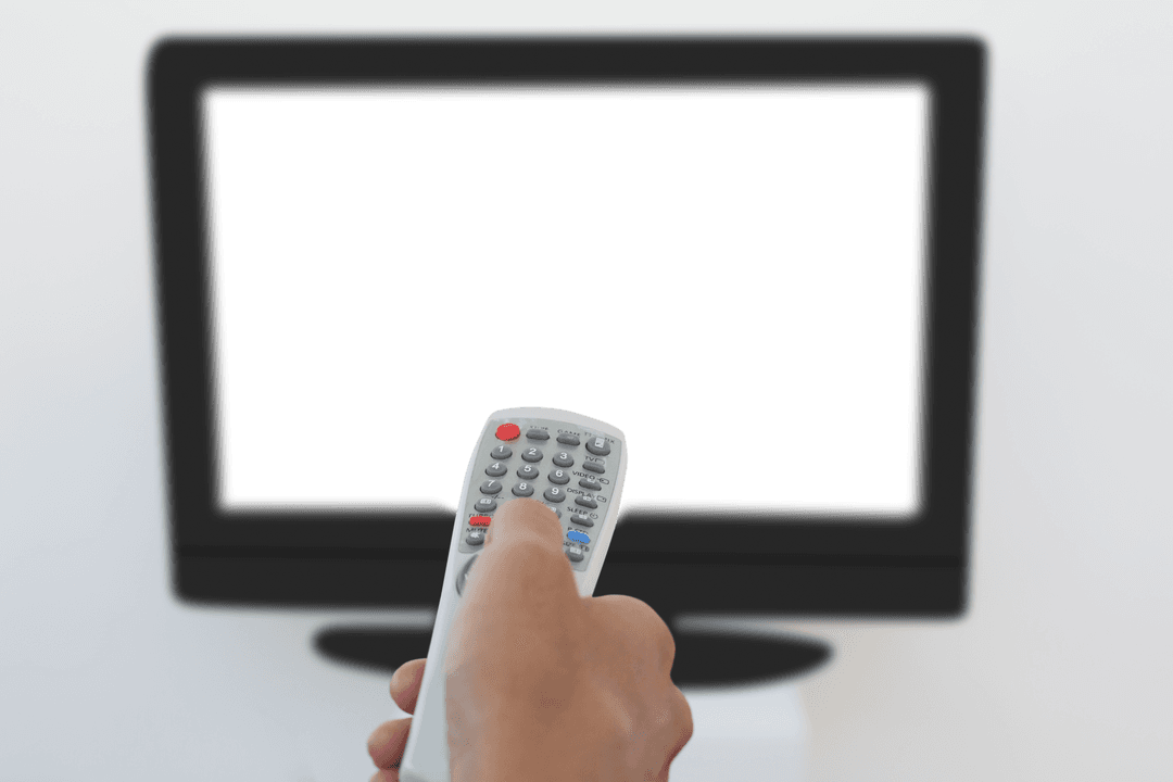 Hand Holding Remote with Transparent Television Screen