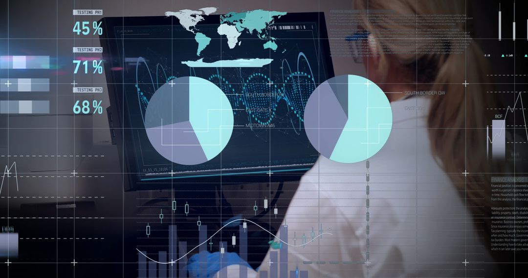 Female Scientist Analyzing Data in Modern Laboratory Interface