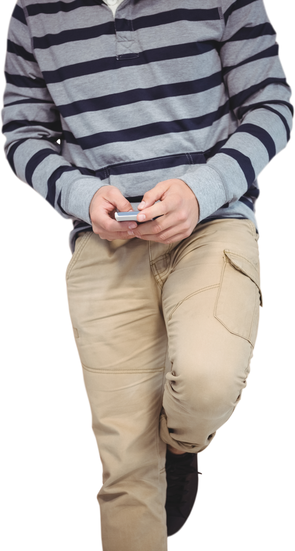 Man Texting on Smartphone Leaning Against Wall, Transparent Background - Download Free Stock Images Pikwizard.com