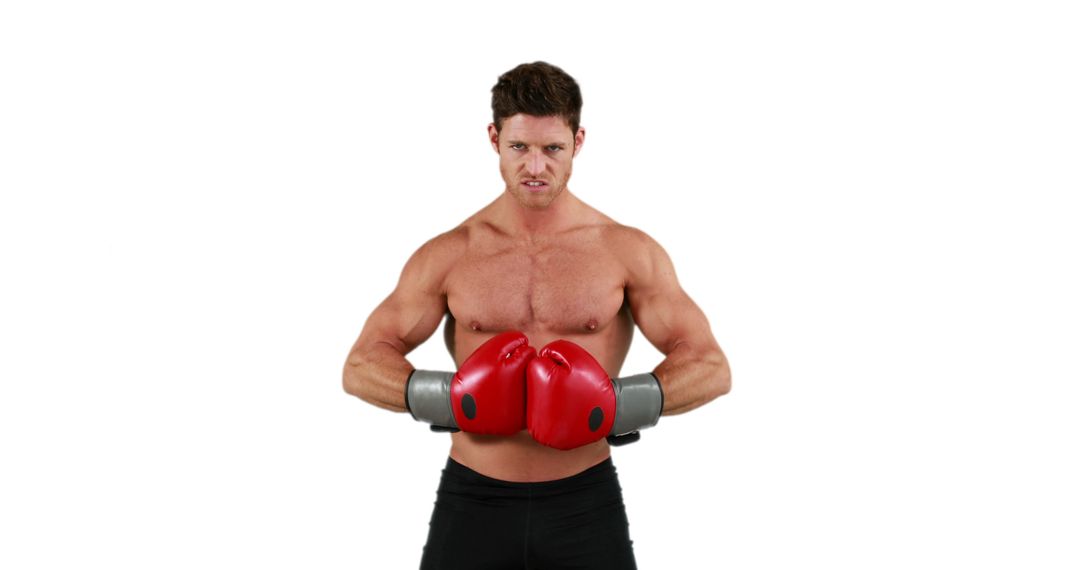 Strong Shirtless Boxer Wearing Red Boxing Gloves - Free Images, Stock Photos and Pictures on Pikwizard.com