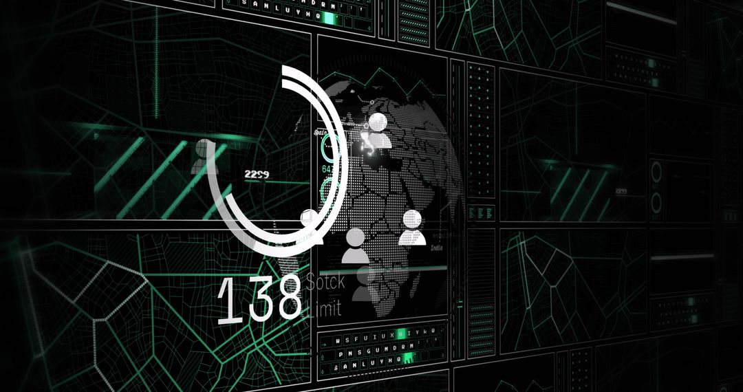 Futuristic Dashboard with Digital Analytics and Virtual Interface