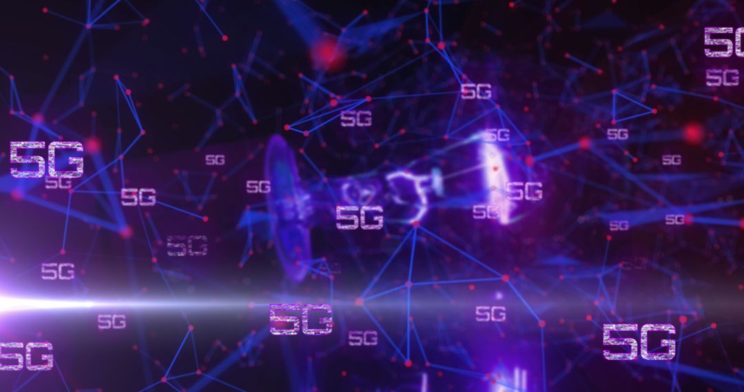 Glowing 5G Network Connections with Digital Interface Concept