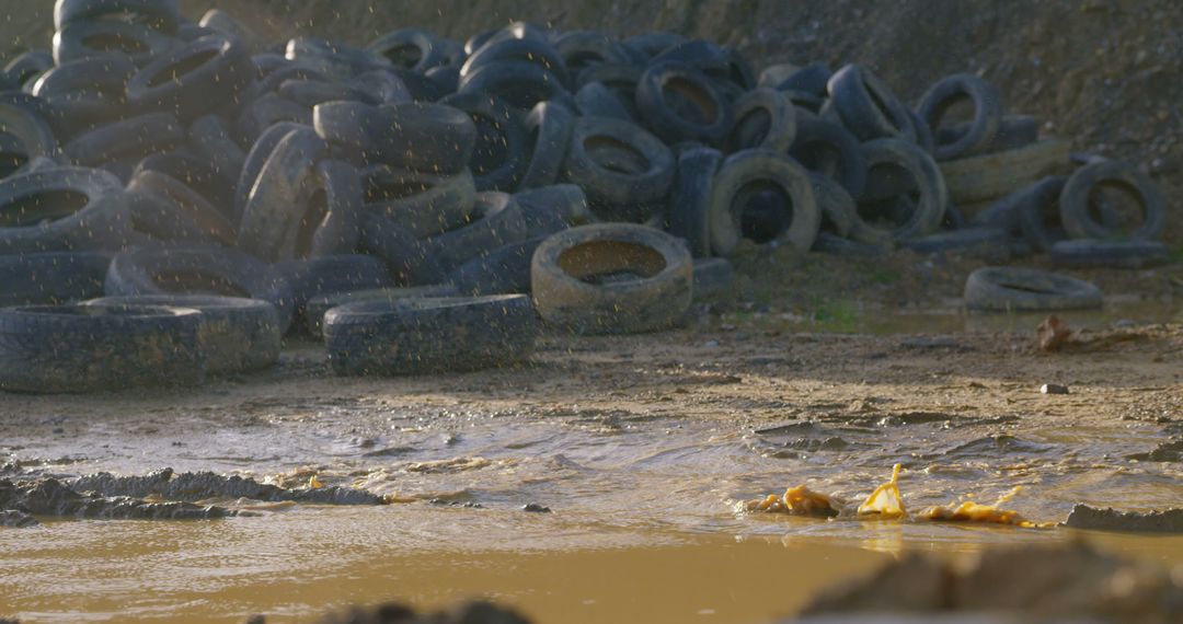 Pile of Worn Out Tires in Muddy Landfill - Free Images, Stock Photos and Pictures on Pikwizard.com