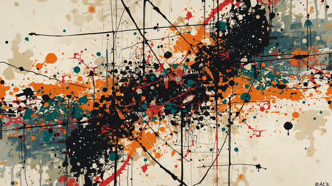Dynamic Abstract Canvas with Vibrant Splatters