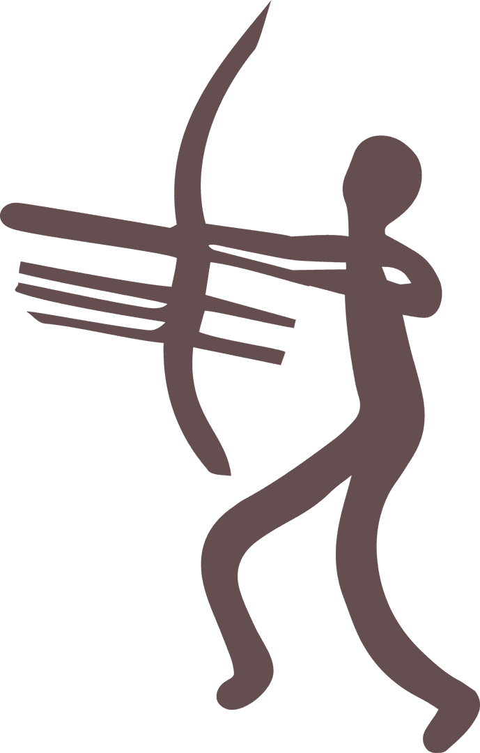 Minimalist Silhouette Archer with Bow, Transparent Background Design