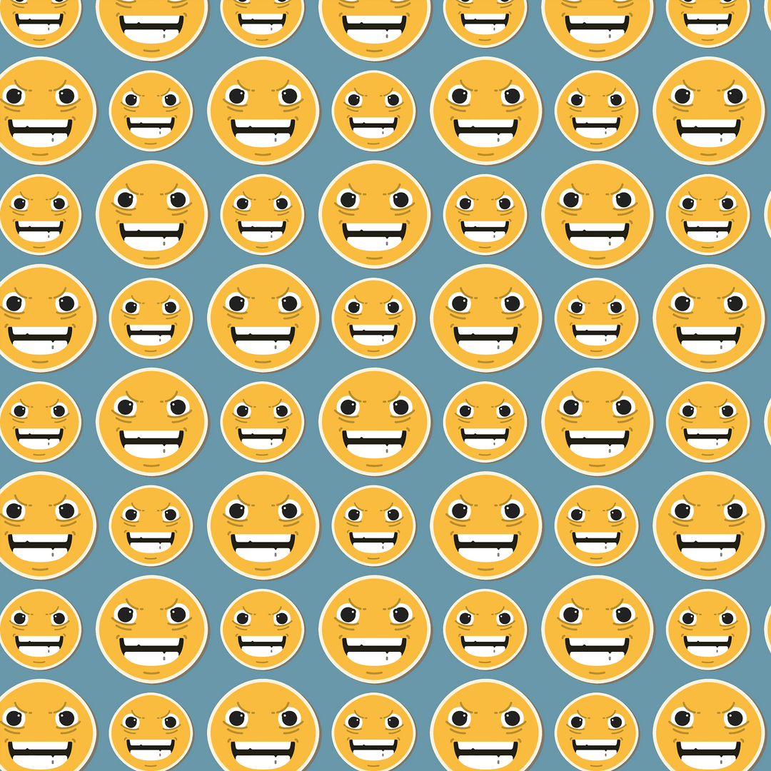 Smiling Emoji Pattern on Transparent Background