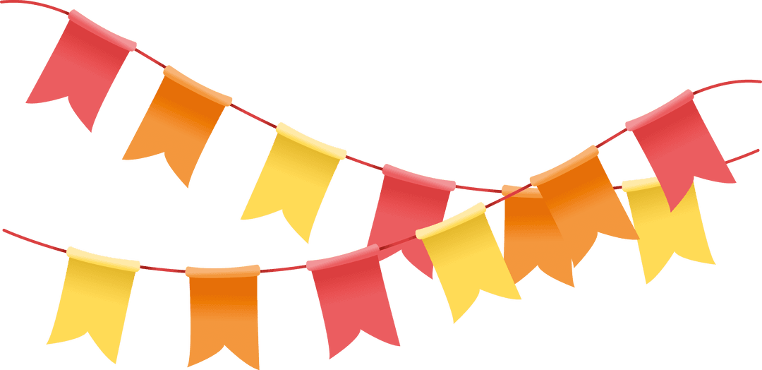 Colorful Celebratory Flags on Transparent Background for Festive Design