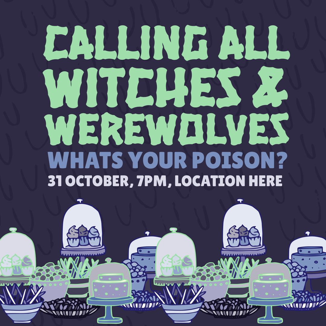 Halloween Invitation for Witches and Werewolves Party