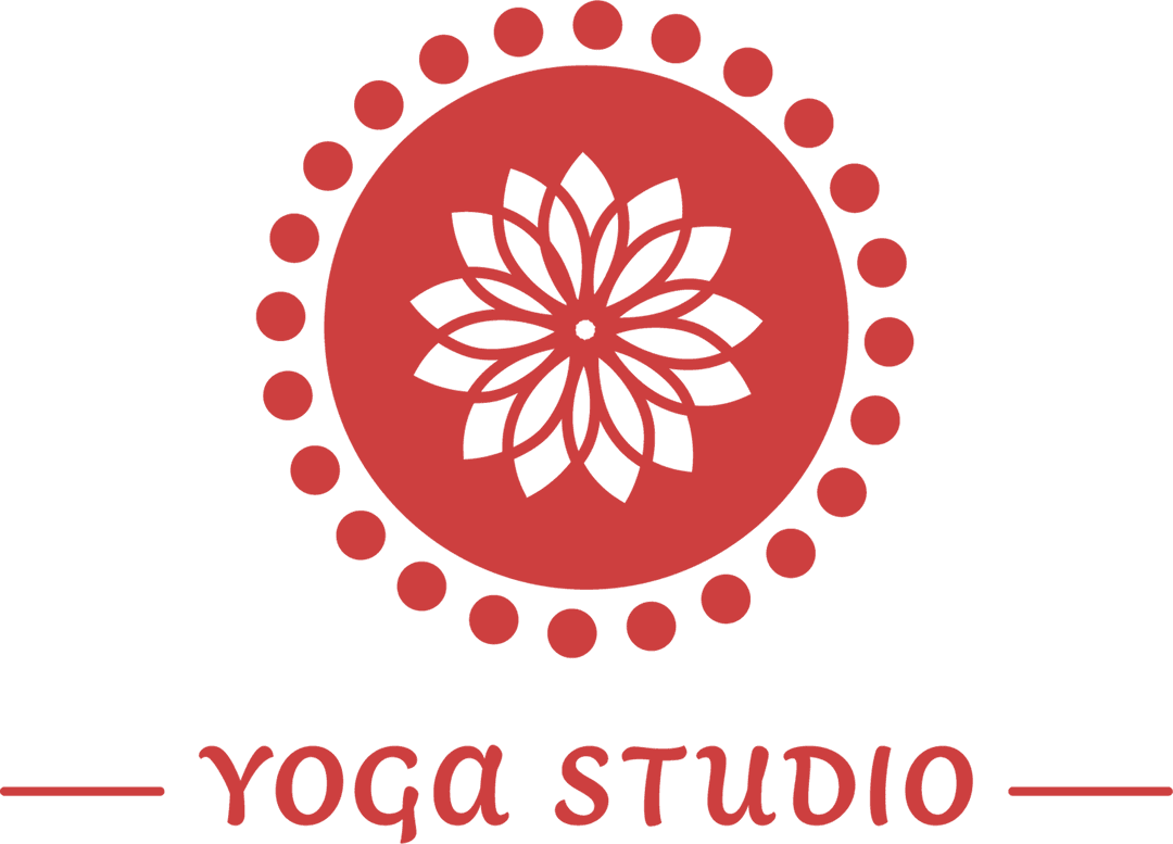 Red Yoga Studio Logo on Transparent Background for Healthy Living Branding
