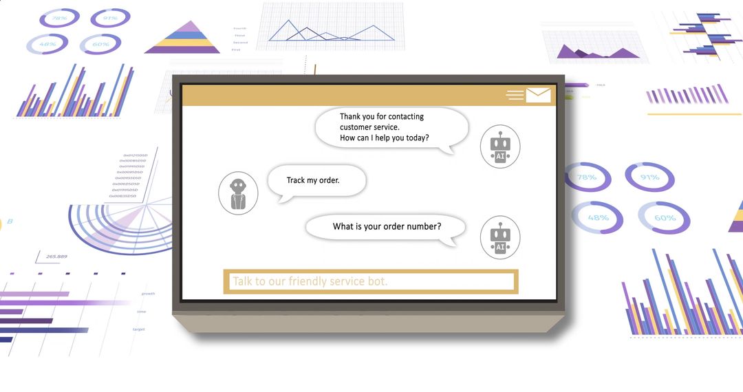 Customer Service Chatbot Assisting with Order Tracking on Screen