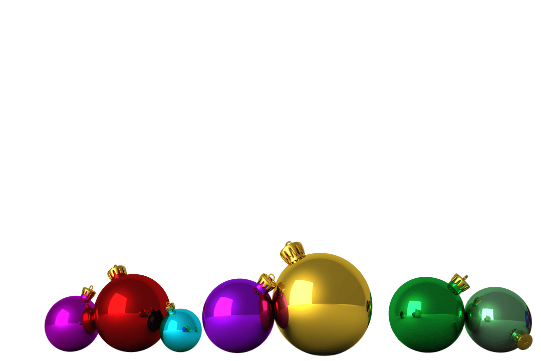 Colorful Christmas Baubles Transparent Background