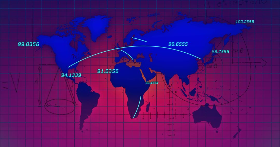 Digital World Map with Global Data Network