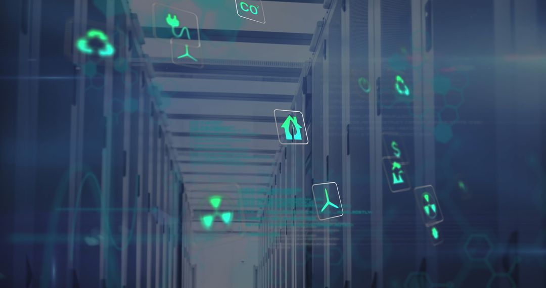 Digital Network with Eco-Friendly Technology Concepts in Server Room