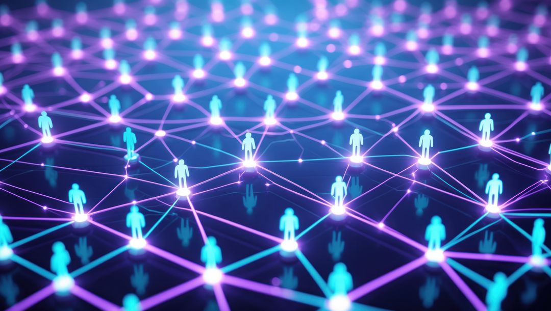 Futuristic Neon Network Connectivity in Cyberspace