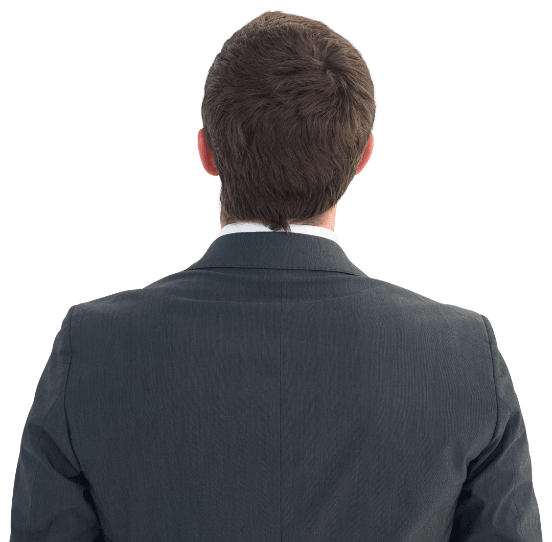 Businessman in Formal Suit Looking Upward Isolated on Transparent Background