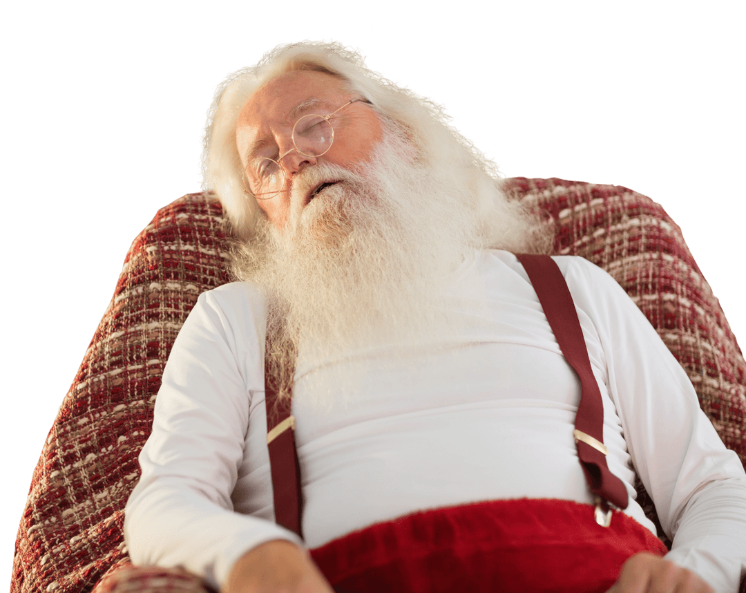 Transparent Photo of Santa Claus Sleeping in Chair