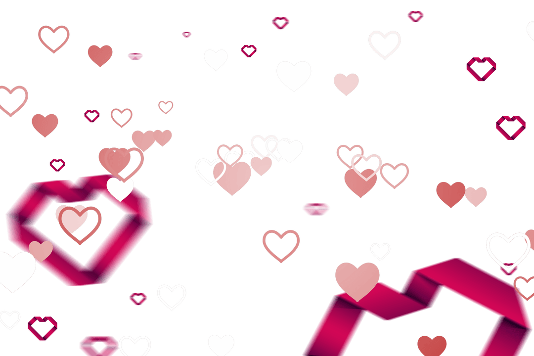 Transparent Floating Heart Pattern with Pink White Hues