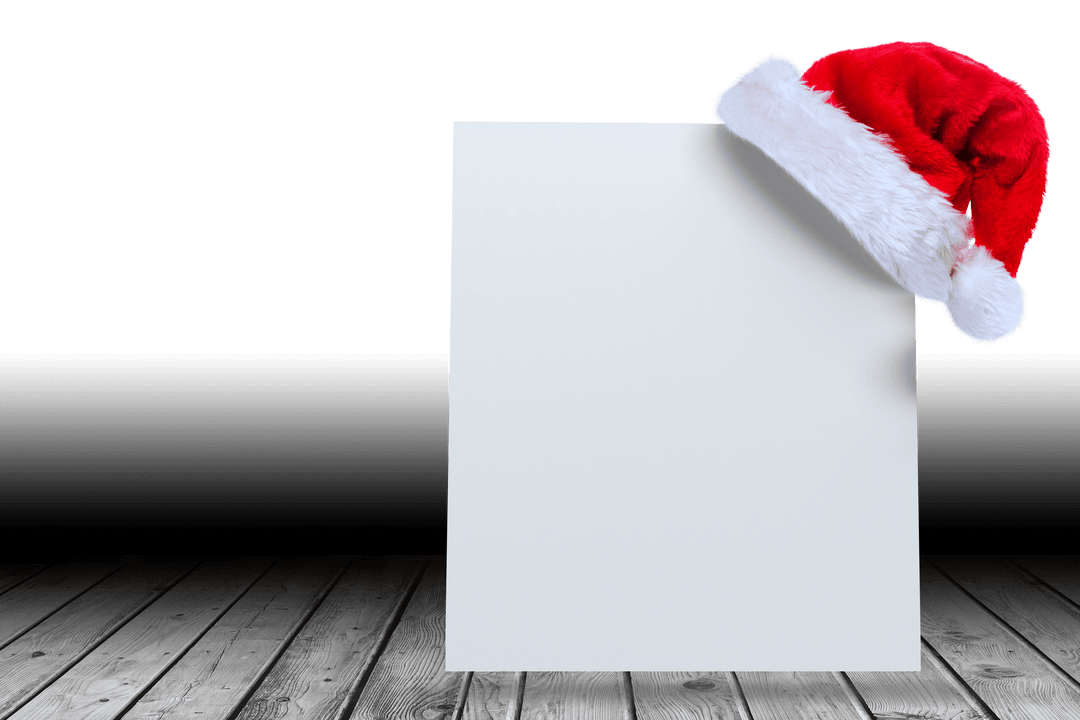 Blank Card with Santa Hat on Transparent Background