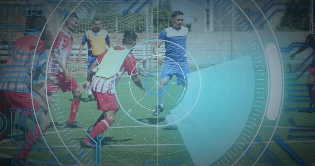 Athletes Practicing Soccer with Digital Strategy Overlays