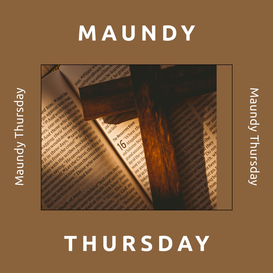 Maundy Thursday Religious Concept with Bible and Cross
