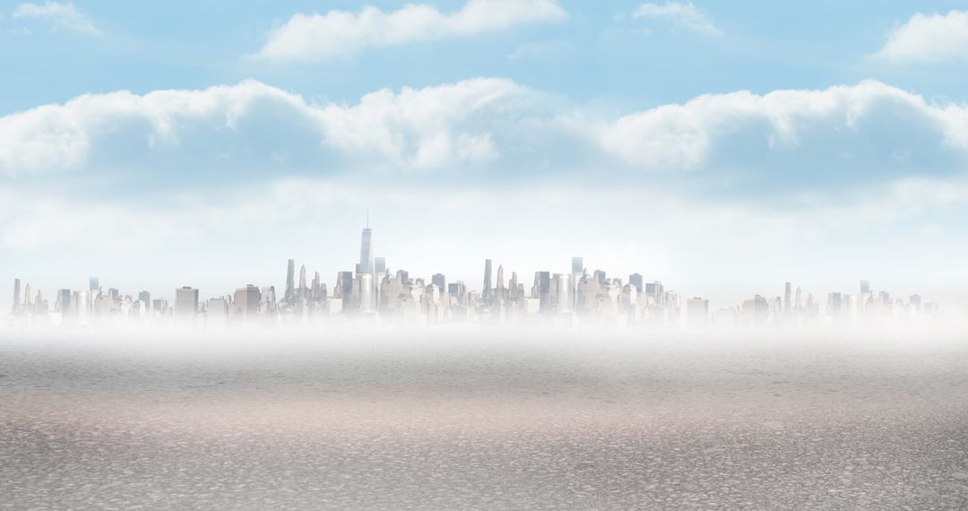 Mystical Fog Casts Over Vibrant Modern City Skyline