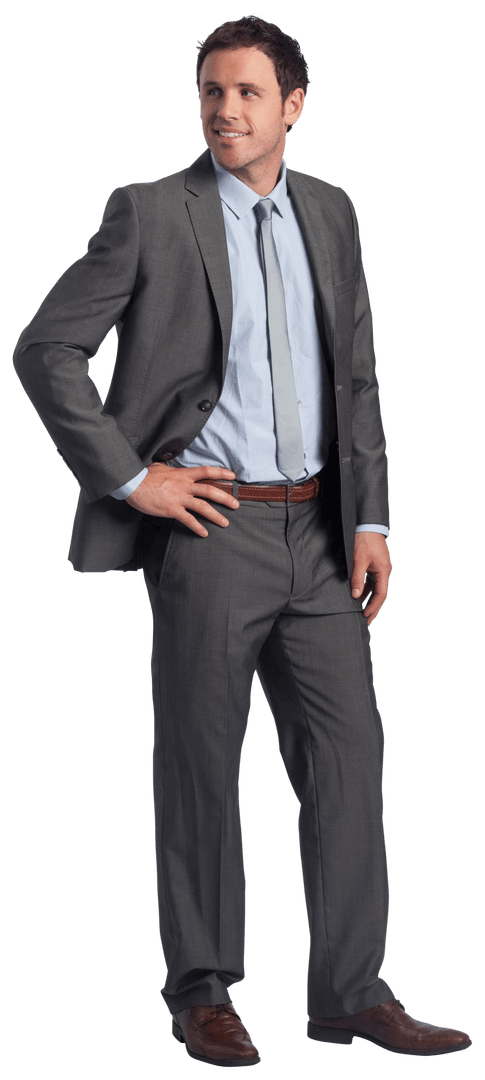Confident Businessman Smiling in Transparent Suit Option