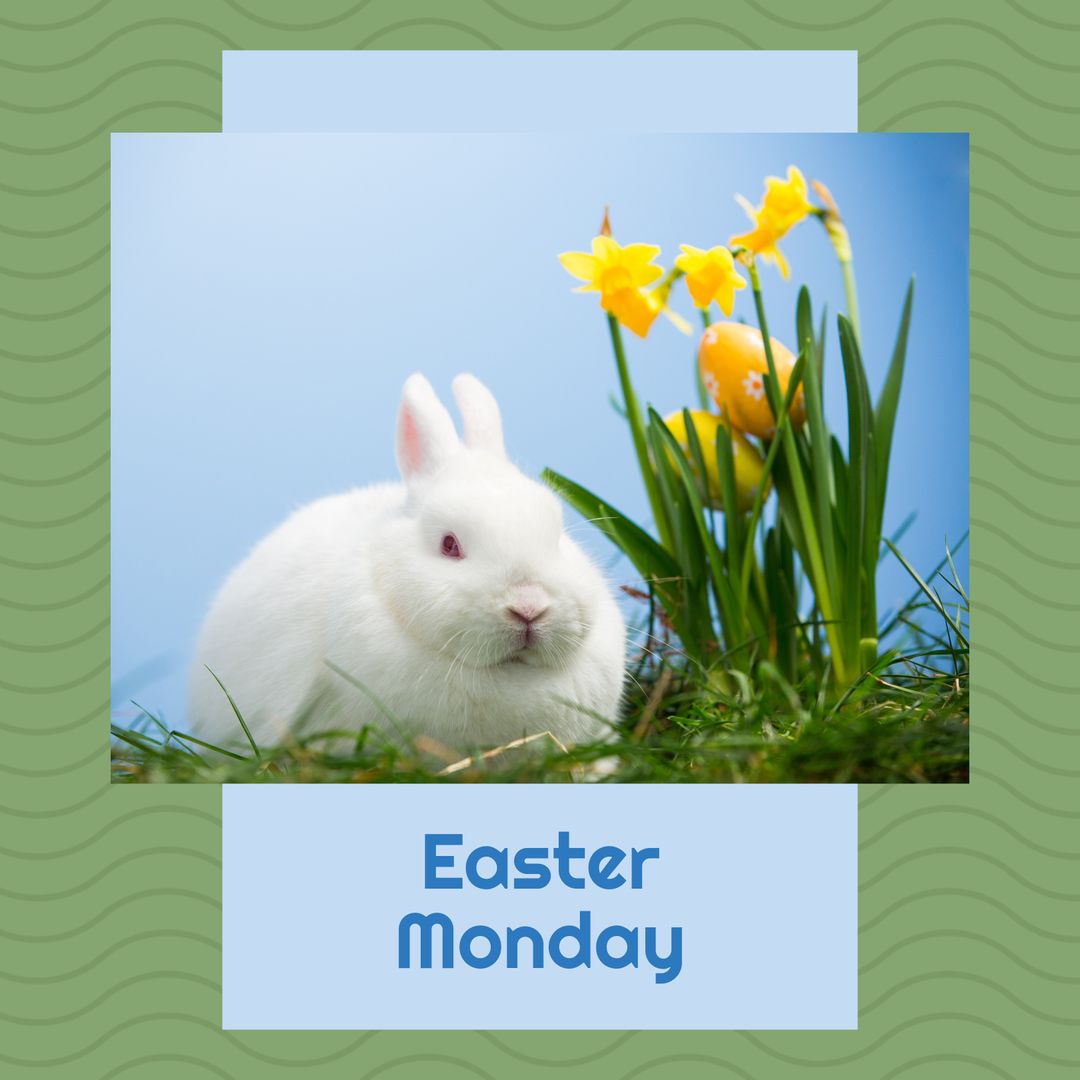 Easter Bunny with Daffodils Celebrating Easter Monday