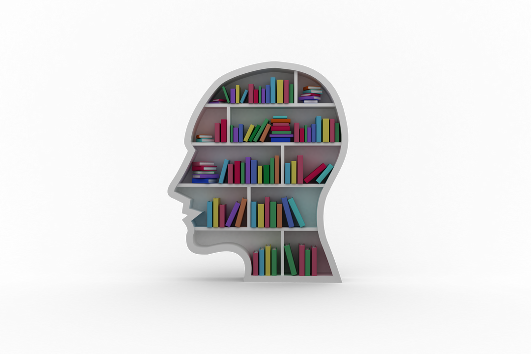 Transparent Books Arranged in Human Head Shaped Shelf - Download Free Stock Images Pikwizard.com