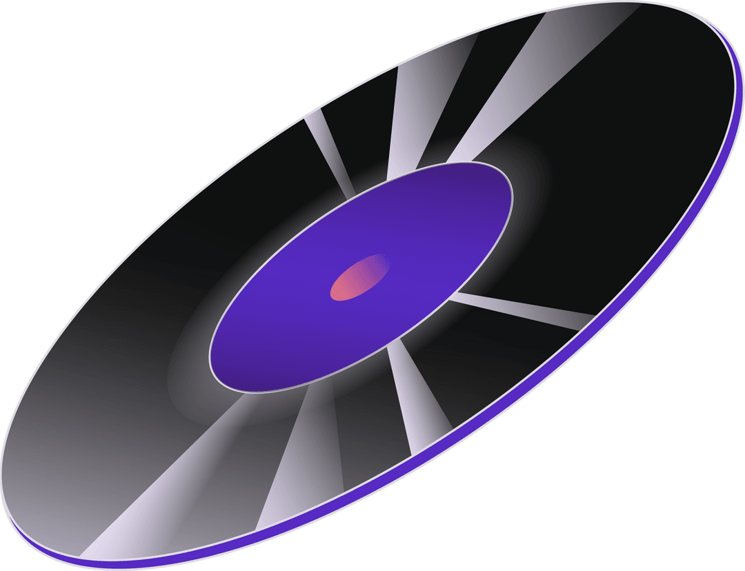 Minimalist Geometric CD Disc with Purple Hub on Transparent Background