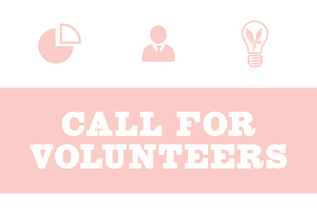 Call for Volunteers Text with Icons on Transparent Background