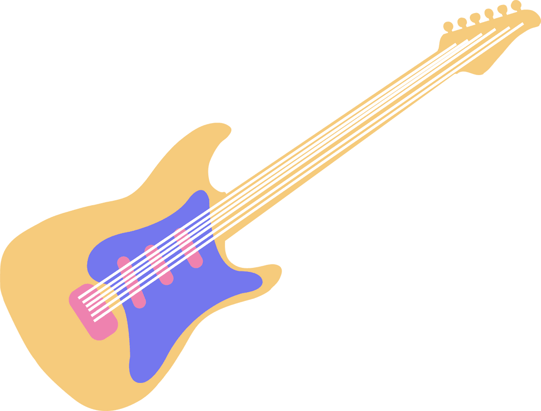 Floating Electric Guitar with Transparent Background and Minimalist Design