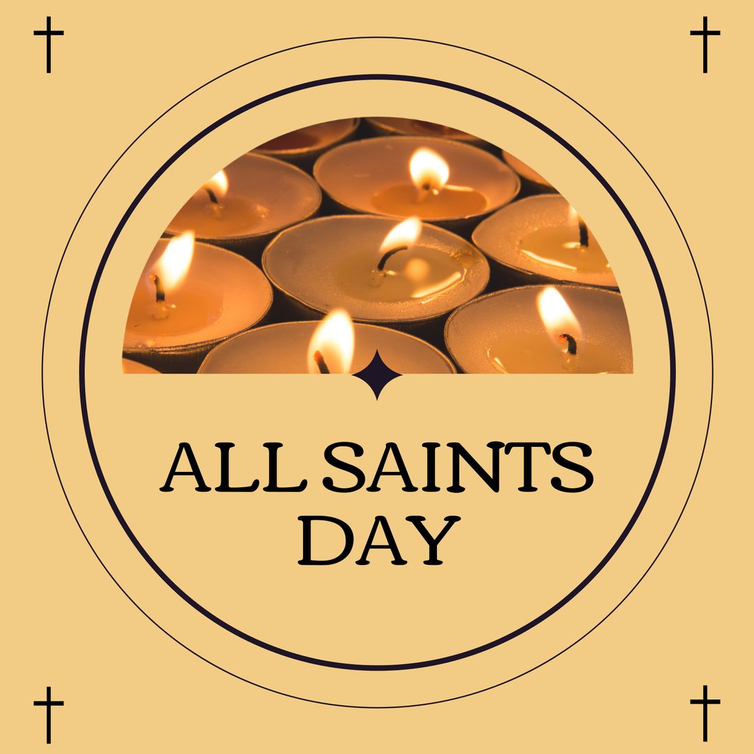 All Saints Day Celebration with Lit Candles and Crosses