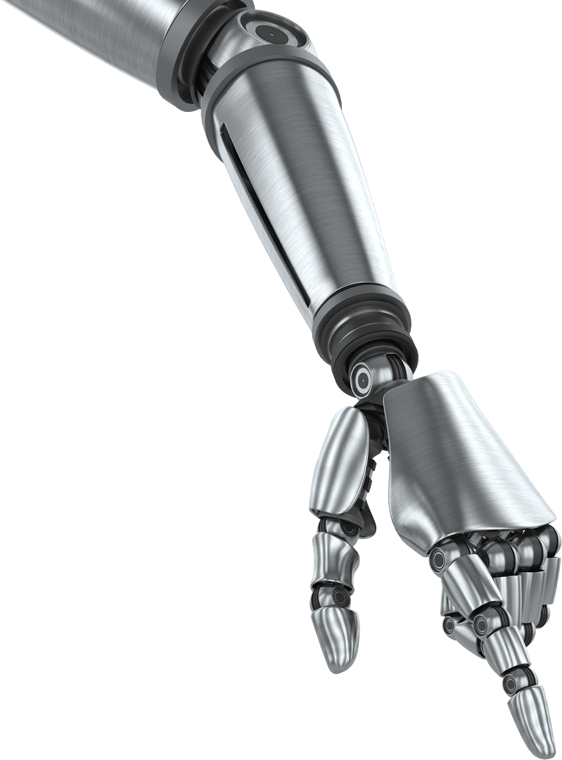 Transparent Metallic Robotic Arm Pointing Technology Innovation